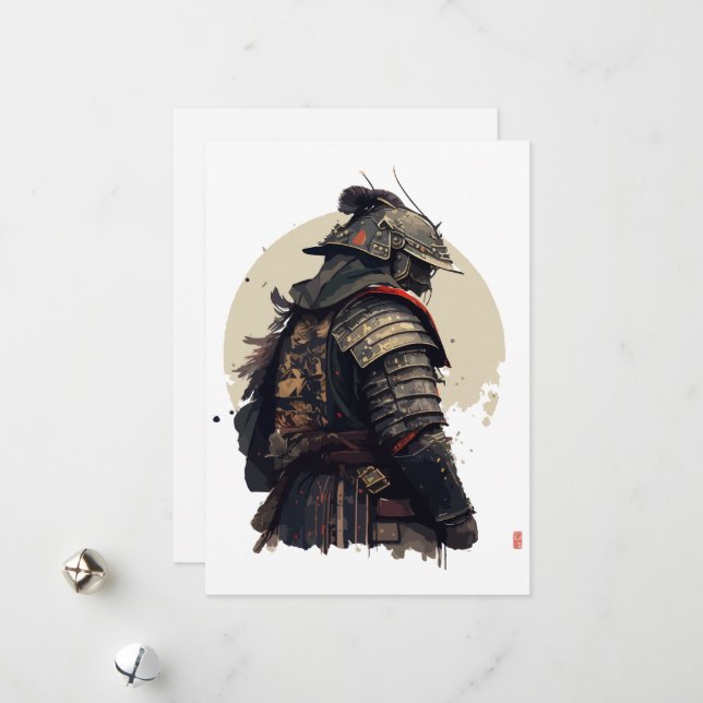A detailed samurai illustration  holiday card (Front/Back In Situ)