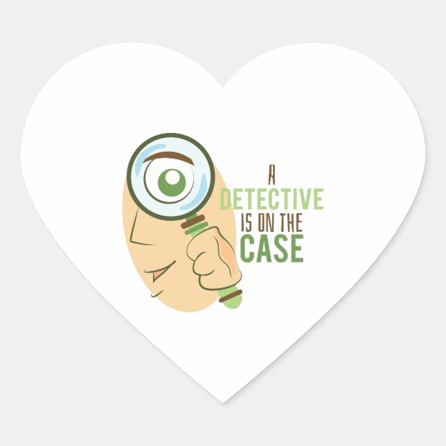 A Detective Is On The Case Heart Sticker (Front)