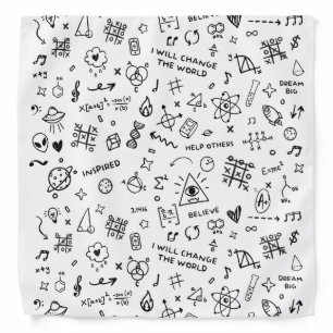 A+ Detention Doodles in White Bandana