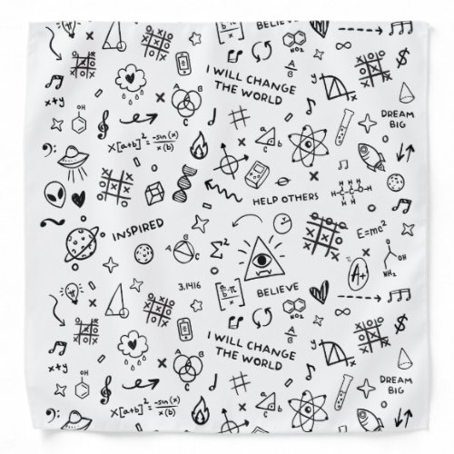 A Detention Doodles in White Bandana