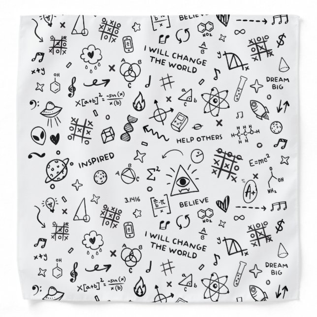 A+ Detention Doodles in White Bandana (Front)