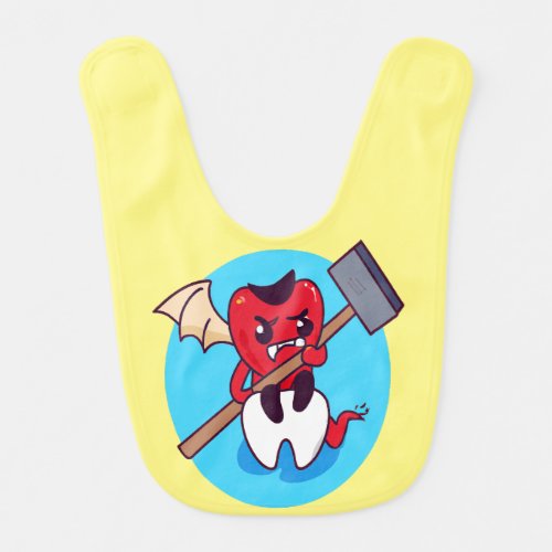 A Devilish Toothache Cute Little Demon Vector Art Baby Bib
