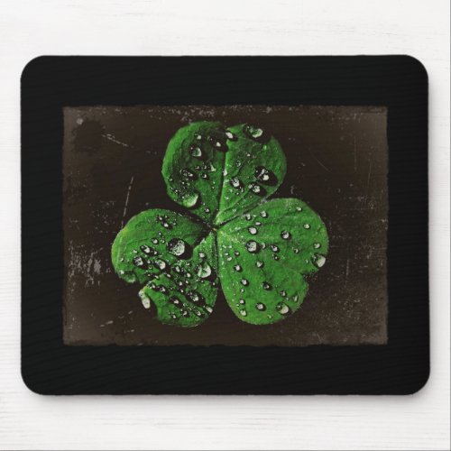 A Dew Covered Shamrock Mouse Pad