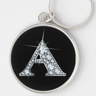 "A" Diamond Bling Print Keychain