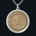 *~* "A"Diamond Circle GOLD Wax Seal Monogram Silver Plated Necklace<br><div class="desc">Energetically Enhanced Pendant The letter "A" GOLD WAX SEAL STAMP SILVER PLATED NECKLACE. SPARKLING WAX SEALS / STAMPS STICKERS - Great for a special envelope , party event celebration favors and more. The design is ELEGANT CLASSIC and RICH. The faux DIAMONDS give it a lovely SPARKLE... .as they should. These...</div>