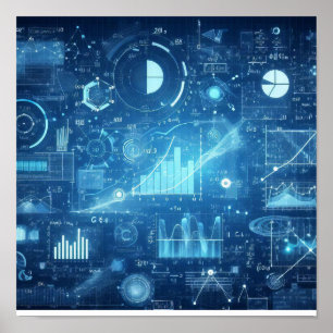 A digital blueprint illuminated poster