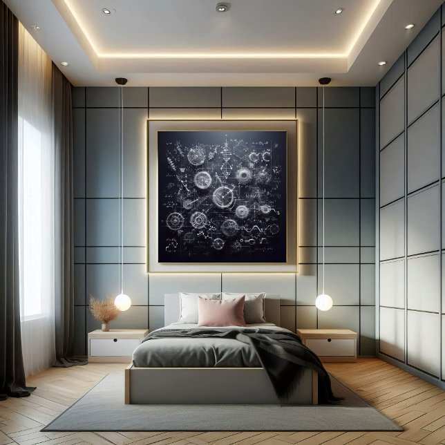 A digital blueprint with mathematical equations poster (Creator Uploaded)