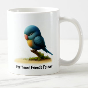 A Digital Painting of a Cute Blue-Headed Parrot Coffee Mug
