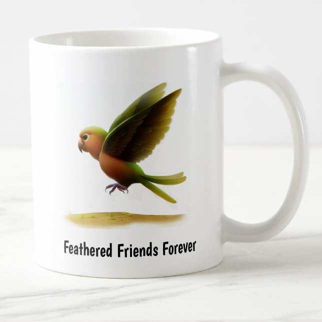 A Digital Painting of a Cute Bronze-Winged Parrot Coffee Mug (Creator Uploaded)