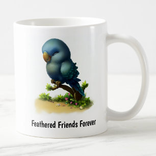 A Digital Painting of a Cute Indigo-Winged Parrot Coffee Mug