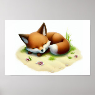 A Digital Painting of a Cute Island Fox Poster