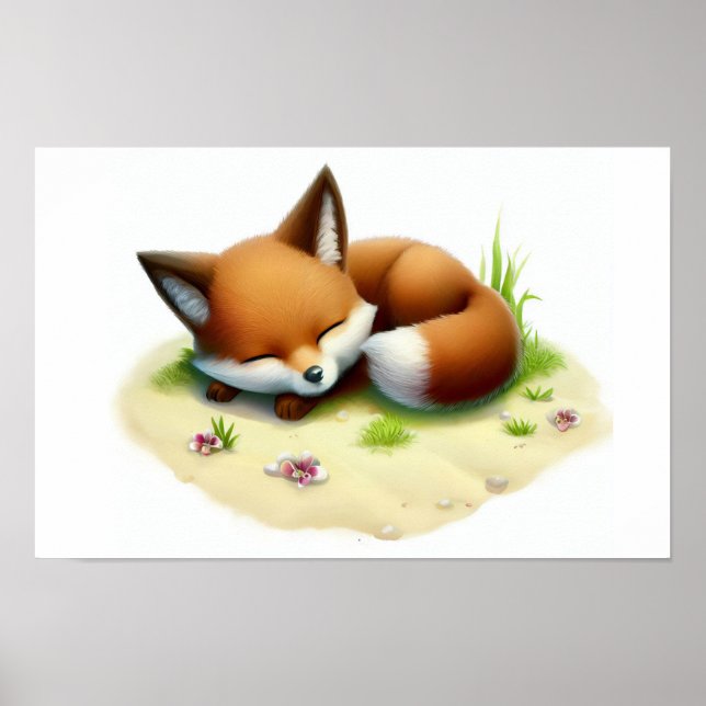 A Digital Painting of a Cute Island Fox Poster (Front)
