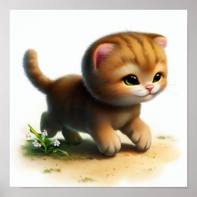 A Digital Painting of a Cute Jungle Cat Poster (Front)