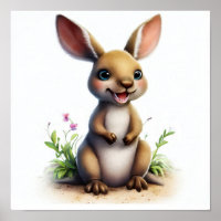 A Digital Painting of a Cute Kangaroo