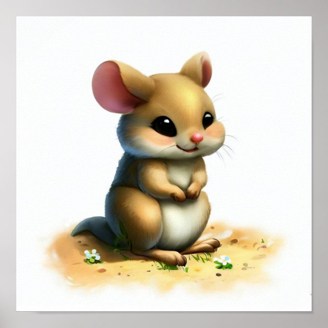 A Digital Painting of a Cute Kangaroo Rat Poster (Front)