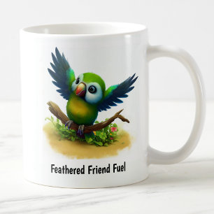 A Digital Painting of a Cute Masked Shining Parrot Coffee Mug