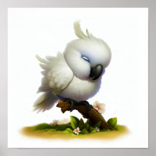 A Digital Painting of a Cute Moluccan Cockatoo Poster