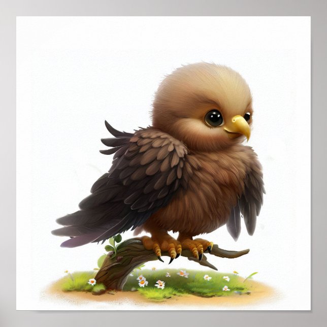A Digital Painting of a Cute Young Imperial Eagle Poster (Front)