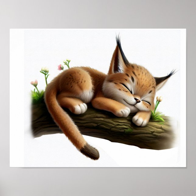 A Digital Painting of a Cute Young Lynx Poster (Front)