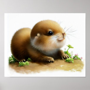 A Digital Painting of a Young Cute Prairie Dog Poster
