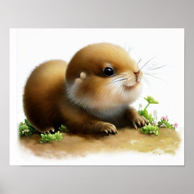 A Digital Painting of a Young Cute Prairie Dog Poster (Front)