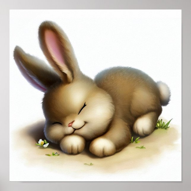 A Digital Painting of a Young Cute Rabbit Poster (Front)
