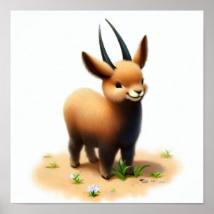 A Digital Painting of a Young Cute Sable Antelope Poster