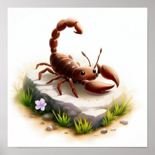 A Digital Painting of a Young Cute Scorpion Poster