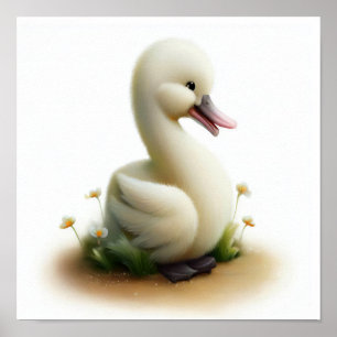 A Digital Painting of a Young Cute Swan Poster