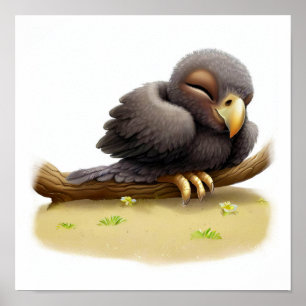 A Digital Painting of a Young Cute Vulture Poster
