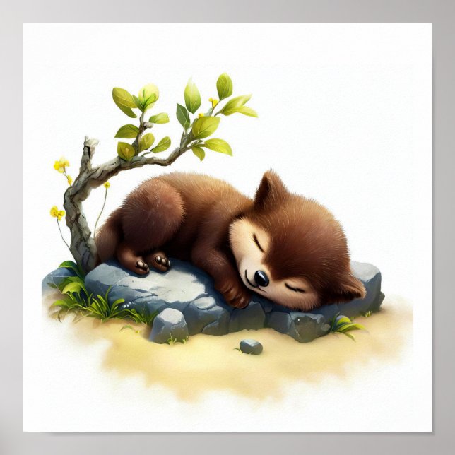 A Digital Painting of a Young Cute Wolverine Poster (Front)