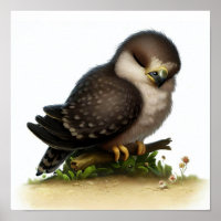 A Digital Painting of a Young Peregrine Falcon