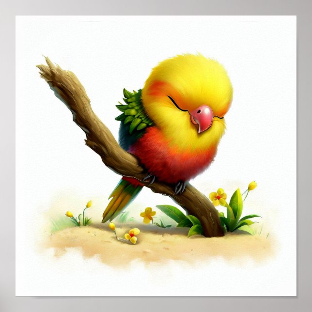 A Digital Painting of a Young Yellow-Streaked Lory Poster (Front)