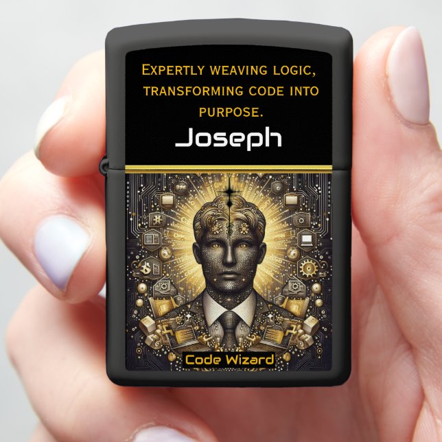 A Digital Visionary Illuminated in a Tech Universe Zippo Lighter (In Hand)