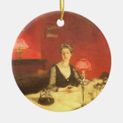A Dinner Table at Night by John Singer Sargent Ceramic Ornament