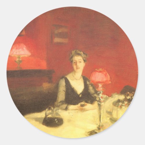 A Dinner Table at Night by John Singer Sargent Classic Round Sticker