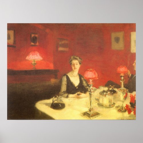 A Dinner Table at Night by John Singer Sargent Poster