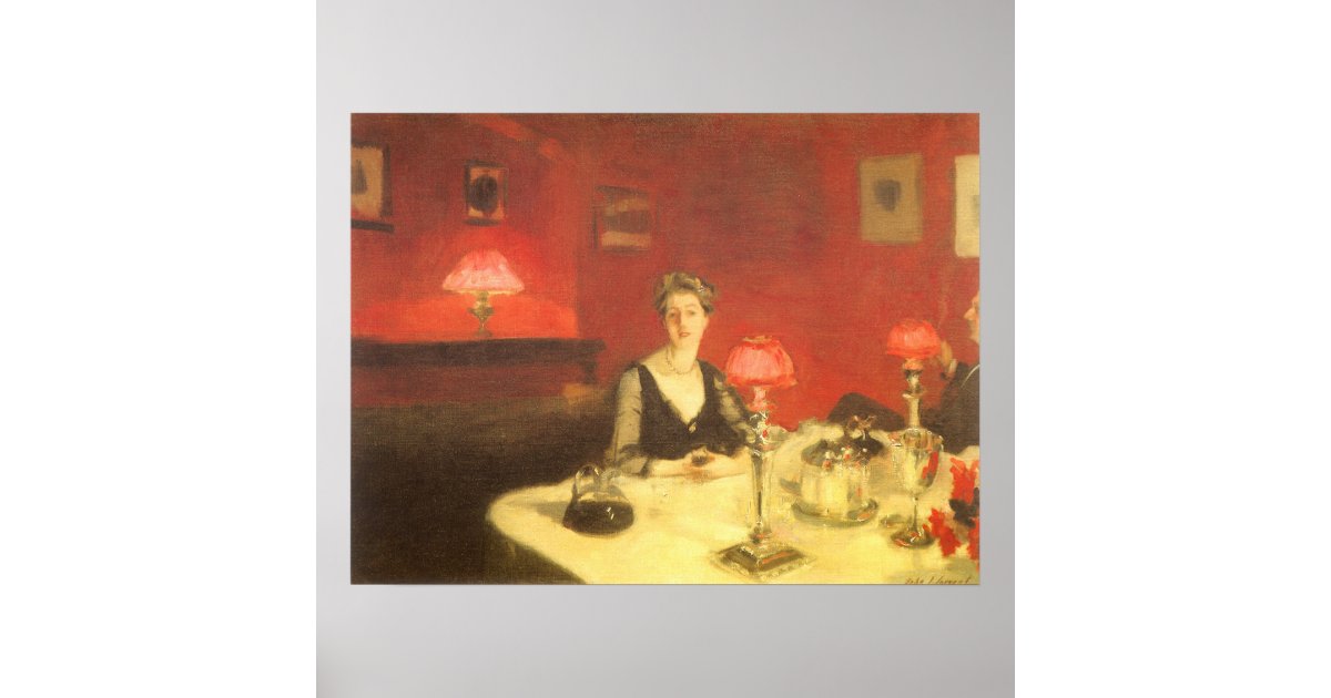 A Dinner Table at Night by John Singer Sargent Poster | Zazzle
