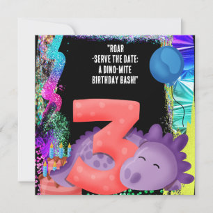 A Dinosaur  3rd Birthday Party  Save The Date