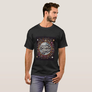A disco ball design with beams of light and "Stayi T-Shirt
