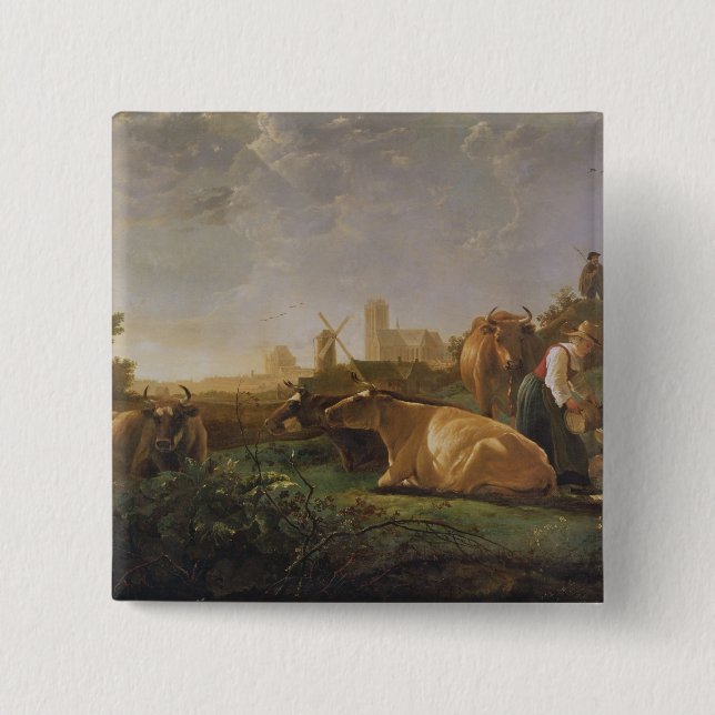 A Distant View of Dordrecht Pinback Button (Front)