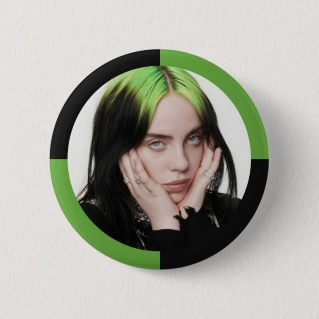 A distinctive brooch for singer Billie Eilish. Button (Front)