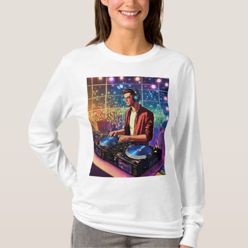 A DJ in a vintage diner spinning retro hits T_Shirt