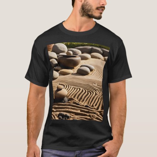 A DJ in a zen garden with each rake of the sand m T_Shirt