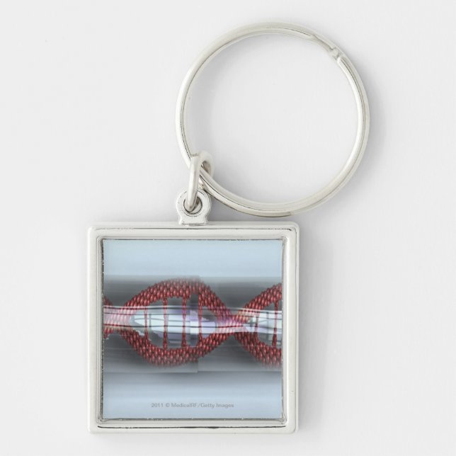 A DNA strand in a capsule Keychain (Front)