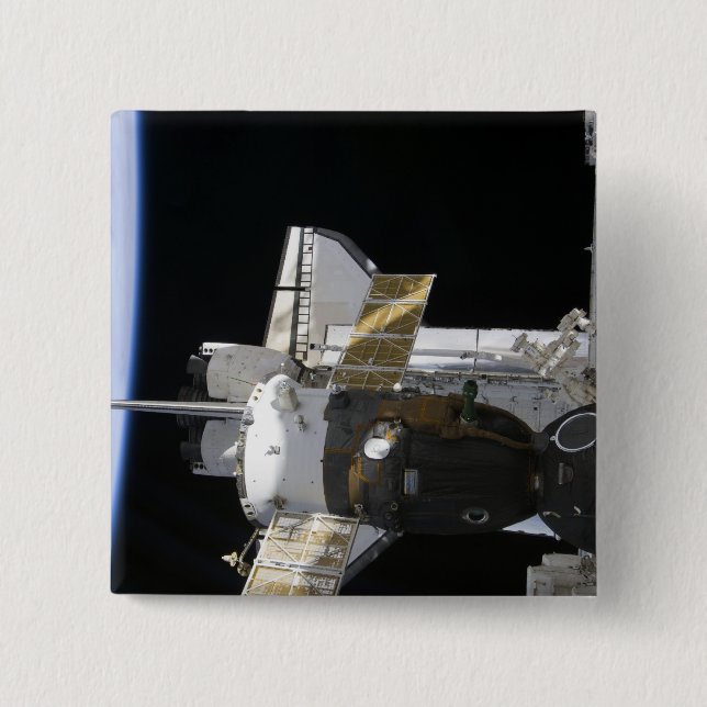 A docked Soyuz spacecraft Button (Front)
