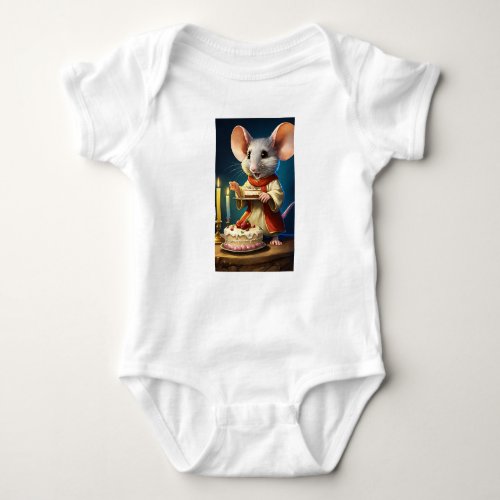 A Doe serving a cake on xmas evening Baby Bodysuit