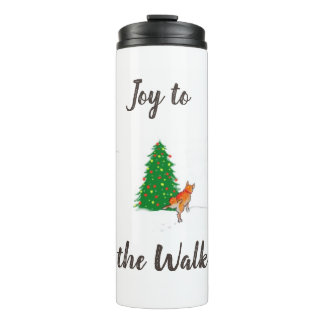 A dog and a Christmas tree Thermal Tumbler