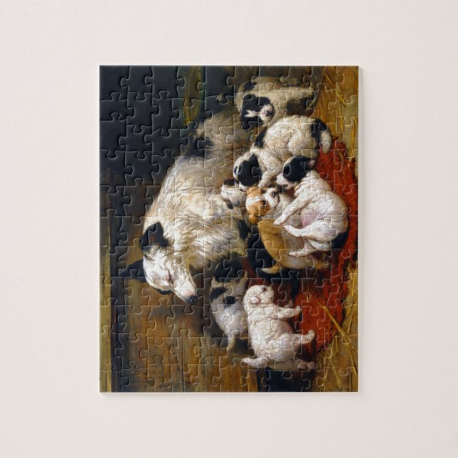 A dog and her puppies jigsaw puzzle (Vertical)