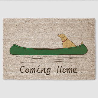 A Dog and his Canoe Fiber Doormat